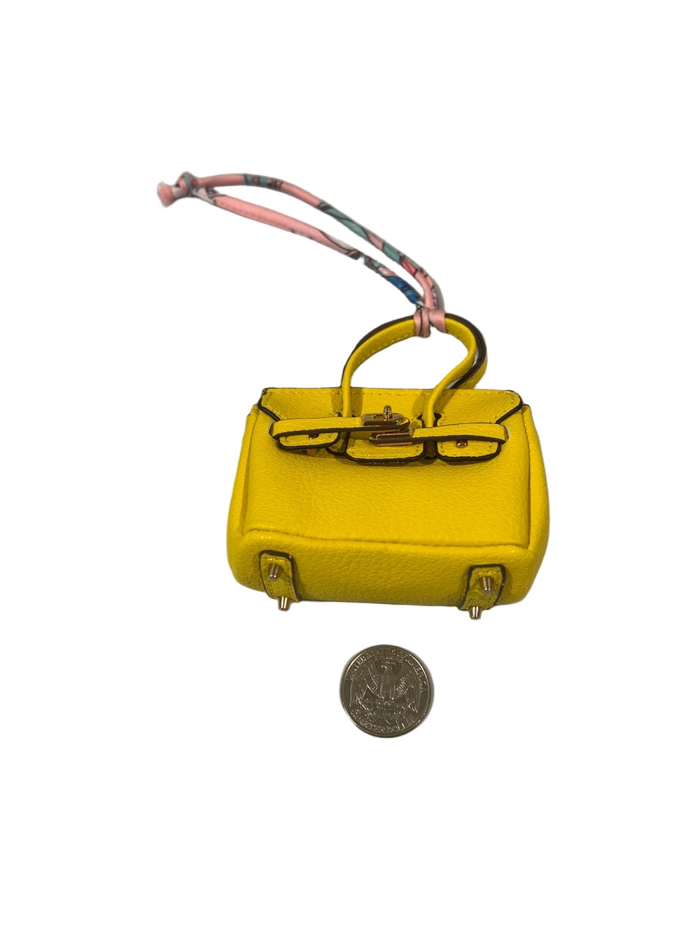Yellow Mini Top-Handle Bag Charm with Scarf Tie NWOT - Picture 7 of 7